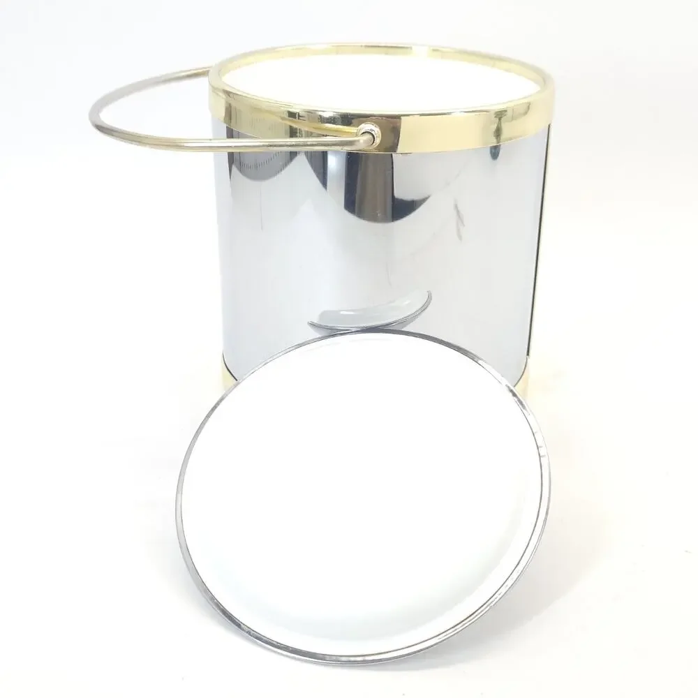 Mid-Century Modern Ice Bucket Wine Cooler Chrome Gold MCM Retro Bar Cart Decor